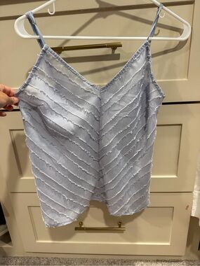 Free People light blue frayed sleeveless top